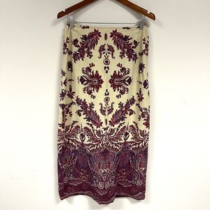 Norton McNaughton Cream and Purple Maxi Skirt